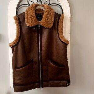 7 for all mankind faux shearling leather vest